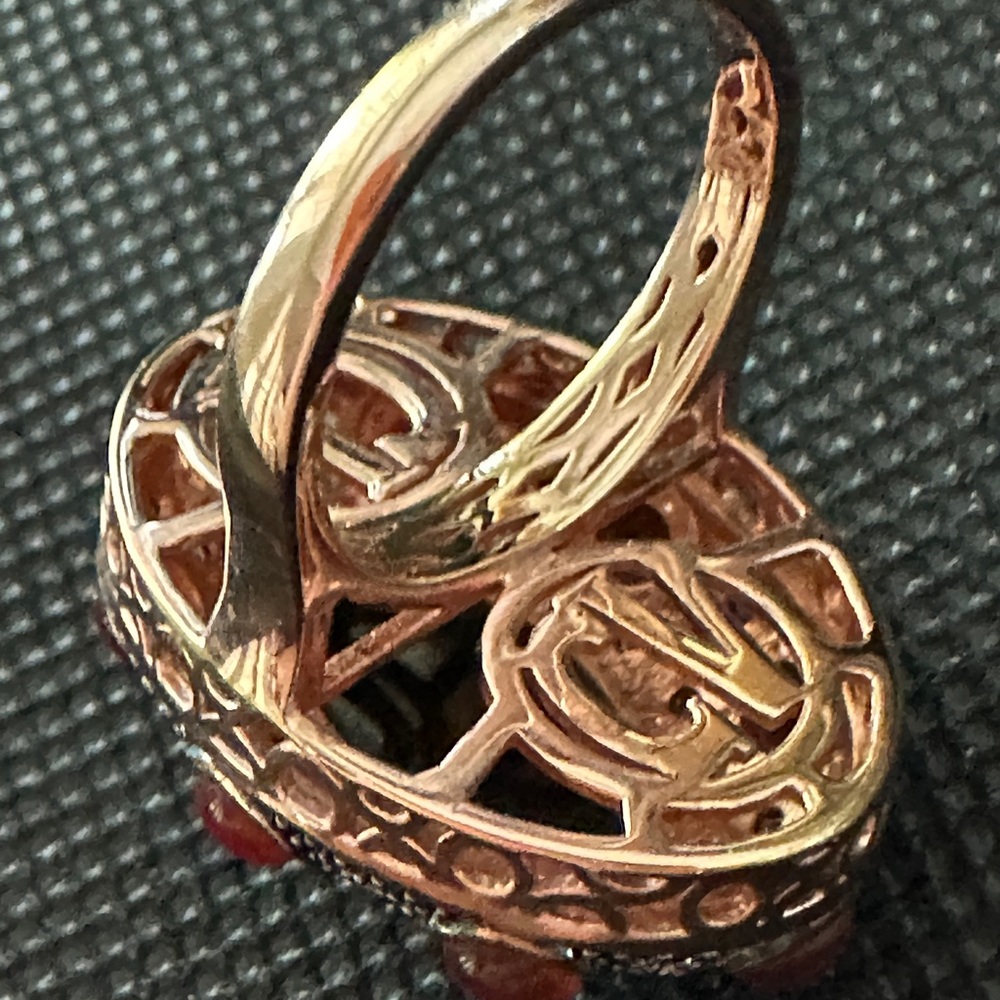 Bohemian Black Onyx & Carnelian Rose Gold-Tone Ring - Size 7 - Picture 6 of 9